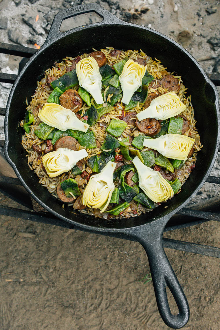Artichoke & Poblano Campfire Paella Fresh Off The Grid